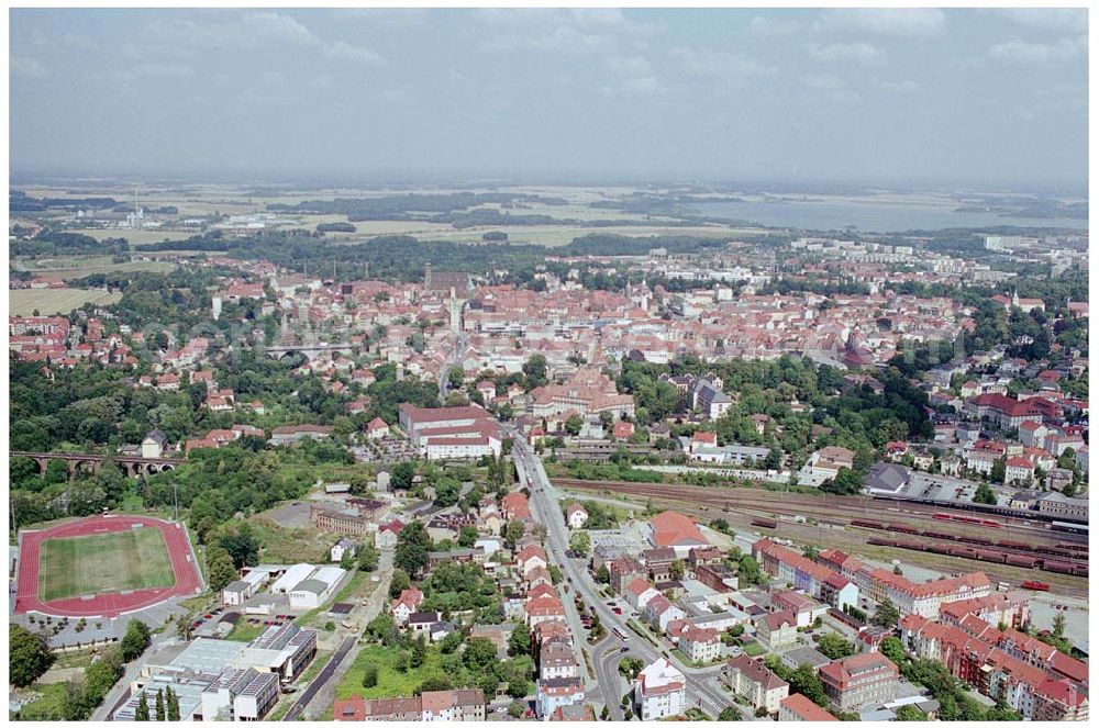 Aerial image Bautzen - 15.08.2004, Bautzen Blick auf das Stadtzentrum Bautzen. Die Stadt Bautzen feierte 2002 ihr 1000-jähriges Bestehen und hat heute mehr als 42000 Einwohner.