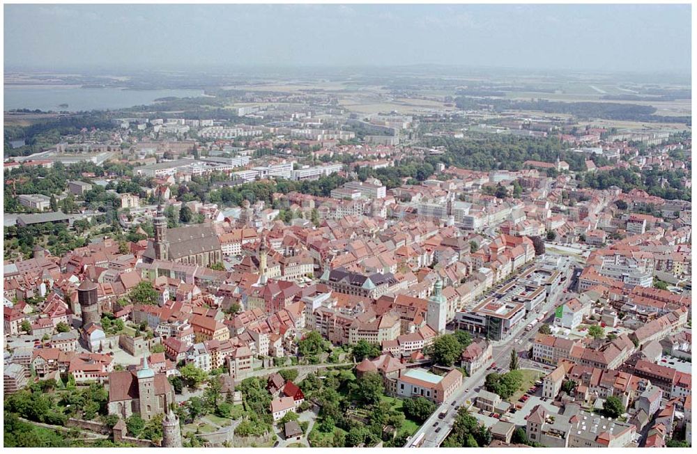 Aerial photograph Bautzen - 15.08.2004, Bautzen Blick auf das Stadtzentrum Bautzen. Die Stadt Bautzen feierte 2002 ihr 1000-jähriges Bestehen und hat heute mehr als 42000 Einwohner.