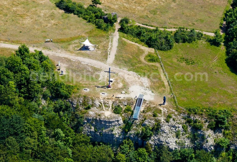 Brehme from above - Structure of the observationplatform Sonnenstein in Brehme in the state Thuringia, Germany