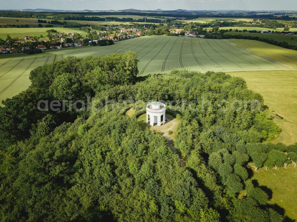 Herrnhut from the bird's eye view: Structure of the observation tower Altan on Hutberg in Herrnhut in the state Saxony, Germany