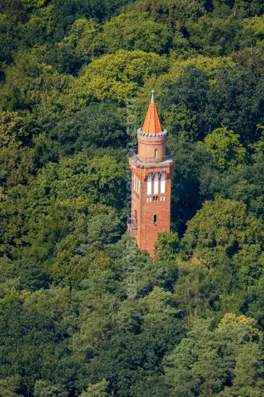 Aerial photograph Neubrandenburg - Structure of the observation tower Behmshoehe in Neubrandenburg in the state of Mecklenburg - Western Pomerania