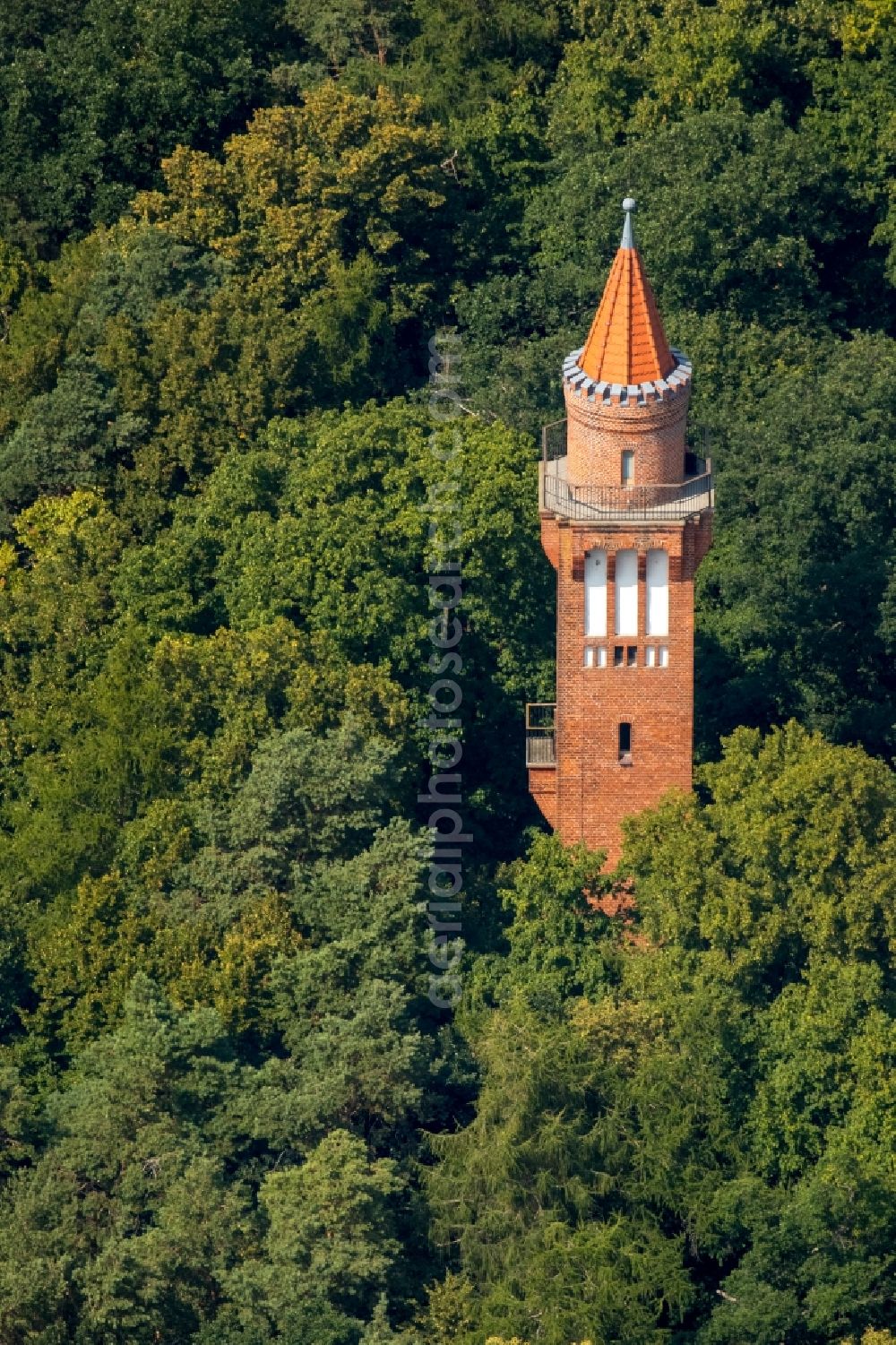 Aerial image Neubrandenburg - Structure of the observation tower Behmshoehe in Neubrandenburg in the state of Mecklenburg - Western Pomerania