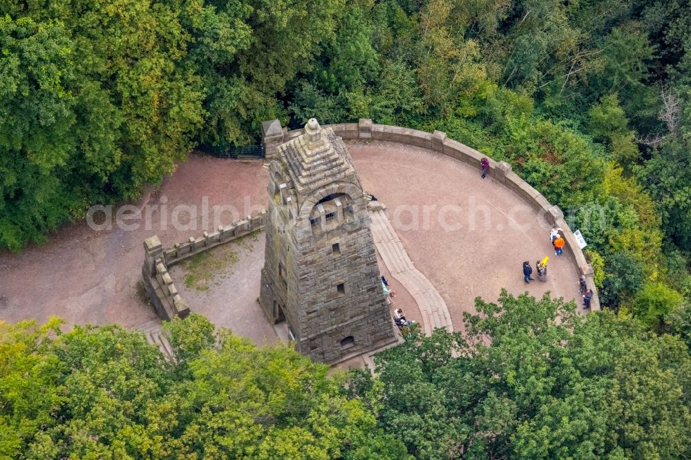 Bommern from the bird's eye view: Structure of the observation tower Berger-Denkmal in Bommern at Ruhrgebiet in the state North Rhine-Westphalia, Germany