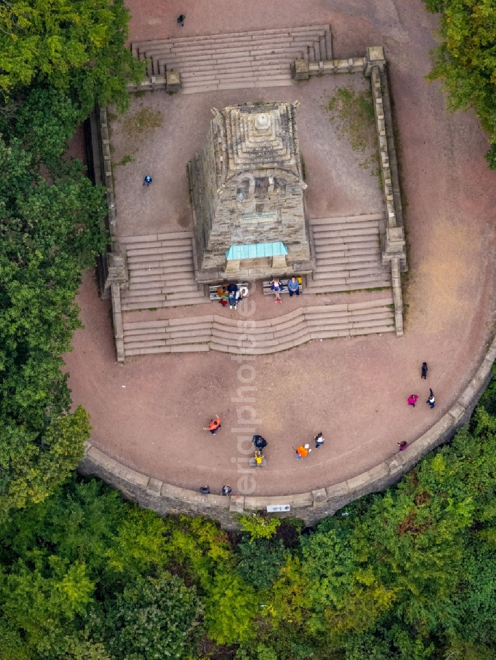 Aerial image Bommern - Structure of the observation tower Berger-Denkmal in Bommern at Ruhrgebiet in the state North Rhine-Westphalia, Germany