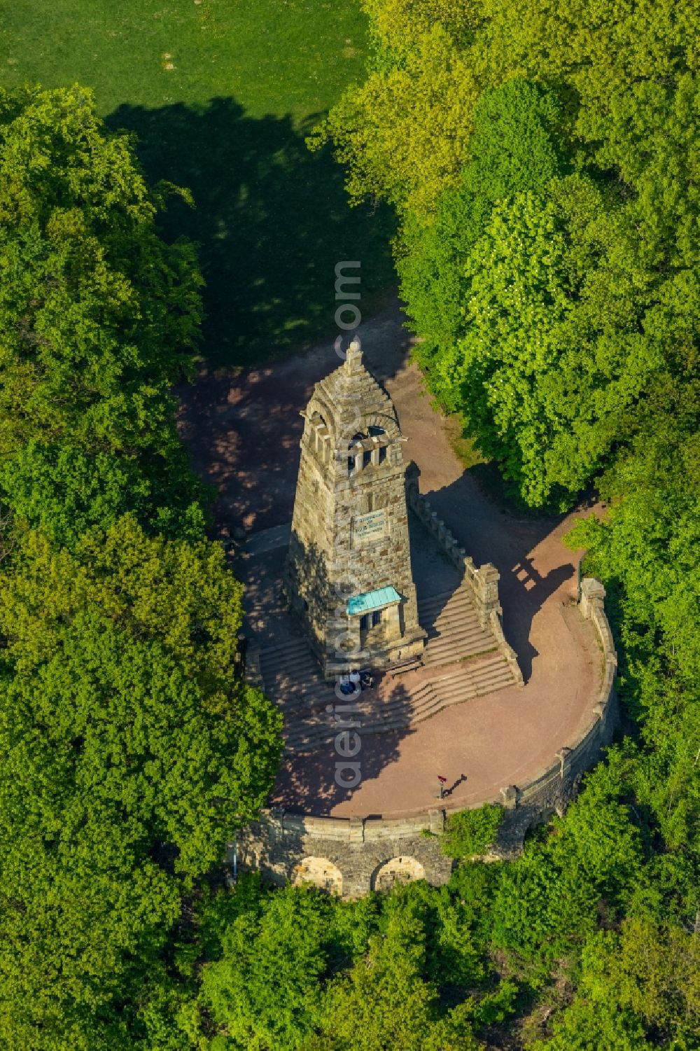 Witten from above - Structure of the observation tower Berger on Wetterstrasse in the district Bommern in Witten in the state North Rhine-Westphalia, Germany