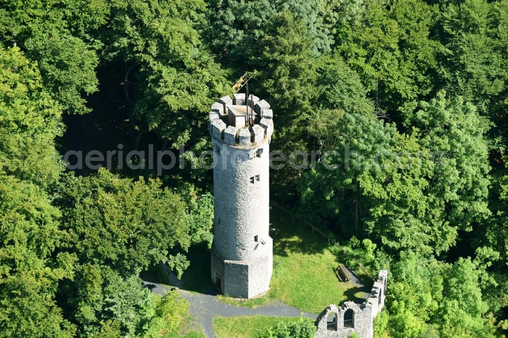 Aerial image Marsberg - Structure of the observation tower Bilsteinturm in Marsberg in the state North Rhine-Westphalia, Germany