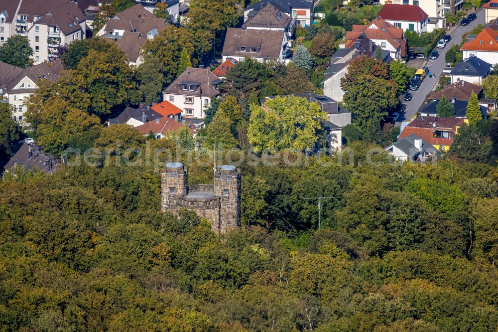 Hagen from the bird's eye view: Structure of the observation tower Eugen-Richter-Turm on street Franklin Street 13 in Hagen at Ruhrgebiet in the state North Rhine-Westphalia, Germany