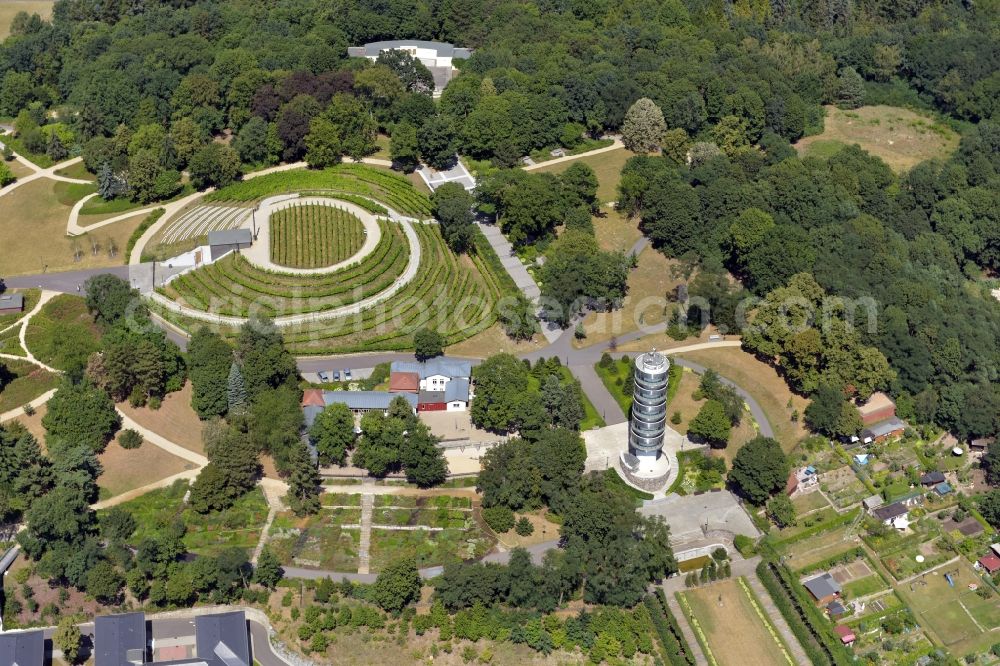 Aerial image Brandenburg an der Havel - Structure of the observation tower Friedenswarte on the Marienberg in Brandenburg an der Havel in the state Brandenburg