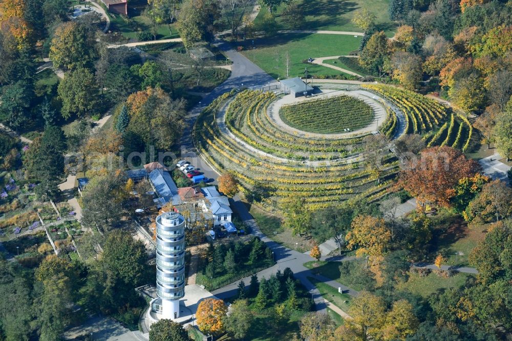 Brandenburg an der Havel from the bird's eye view: Structure of the observation tower Friedenswarte on the Marienberg in Brandenburg an der Havel in the state Brandenburg