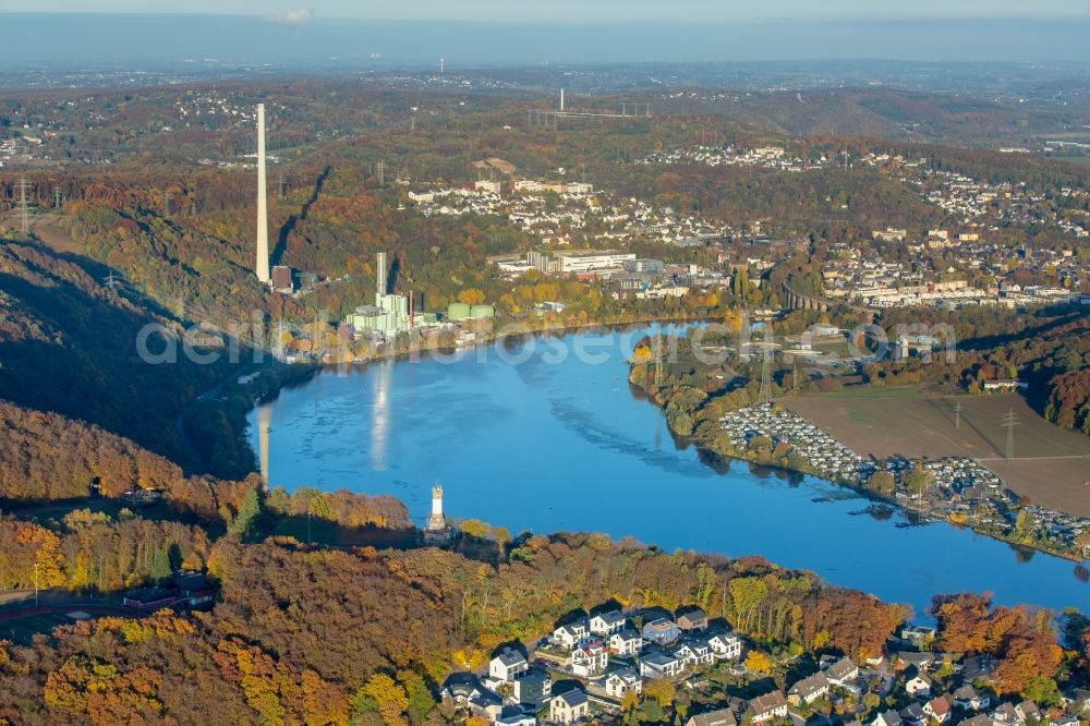 Aerial image Wetter (Ruhr) - Structure of the observation tower Harkort - Turm in Wetter (Ruhr) in the state North Rhine-Westphalia. In the background the thermal power station