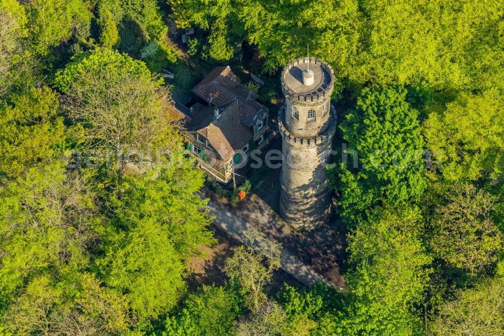 Aerial photograph Witten - Structure of the observation tower Helenenturm on street Helenenbergweg in Witten at Ruhrgebiet in the state North Rhine-Westphalia, Germany