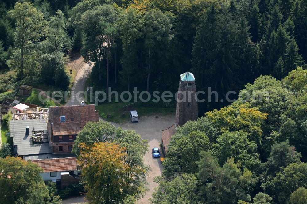 Aerial photograph Dossenheim - Structure of the observation tower Hoehengaststaette zum weissen Stein in Dossenheim in the state Baden-Wuerttemberg