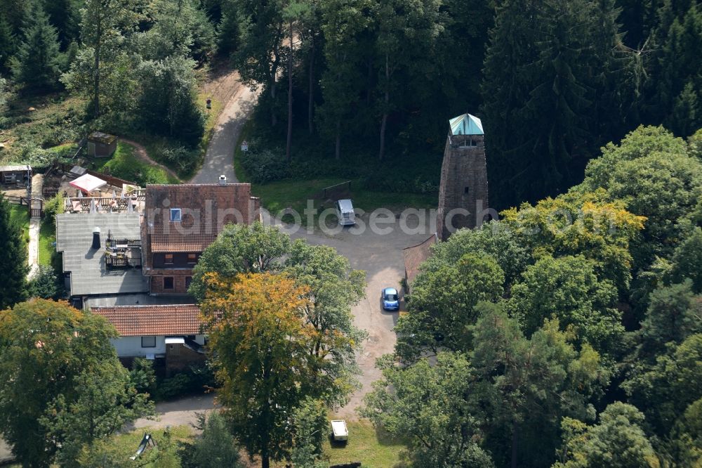 Dossenheim from above - Structure of the observation tower Hoehengaststaette zum weissen Stein in Dossenheim in the state Baden-Wuerttemberg