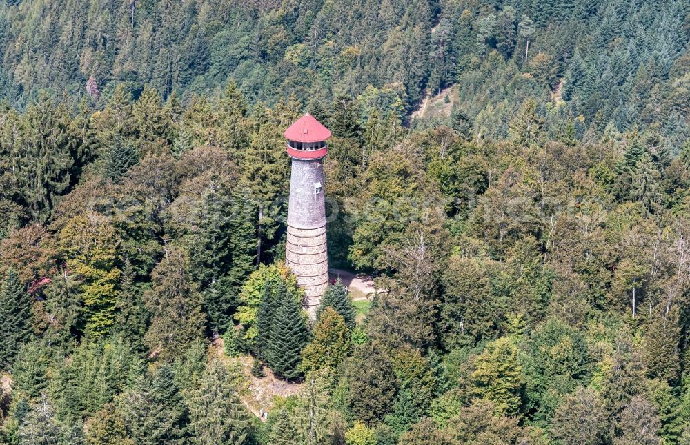 Schopfheim from above - Structure of the observation tower Hohe Moehr in Schopfheim in the state Baden-Wurttemberg, Germany