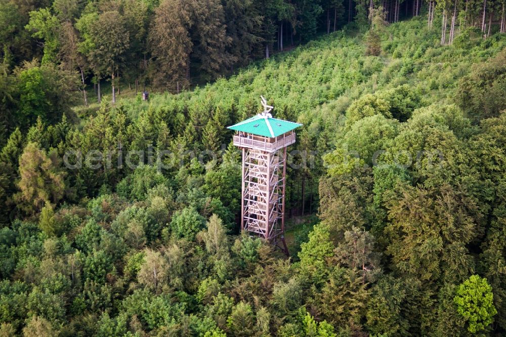 Aerial image Marienmünster - Structure of the observation tower Hungerberg in the district Voerden in Marienmuenster in the state , Germany