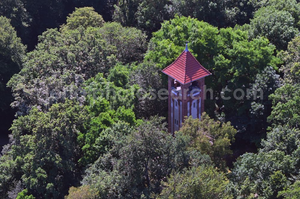 Aerial image Biesenthal - Structure of the observation tower Kaiser-Friedrich-Turm on street Breite Strasse in Biesenthal in the state Brandenburg, Germany