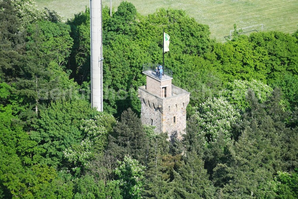 Aerial photograph Bingen am Rhein - Structure of the observation tower Kaiser-Friedrich-Turm in Bingen am Rhein in the state Rhineland-Palatinate, Germany