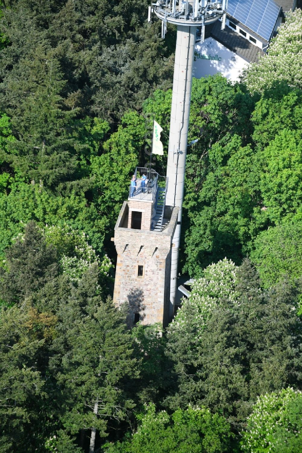 Bingen am Rhein from the bird's eye view: Structure of the observation tower Kaiser-Friedrich-Turm in Bingen am Rhein in the state Rhineland-Palatinate, Germany