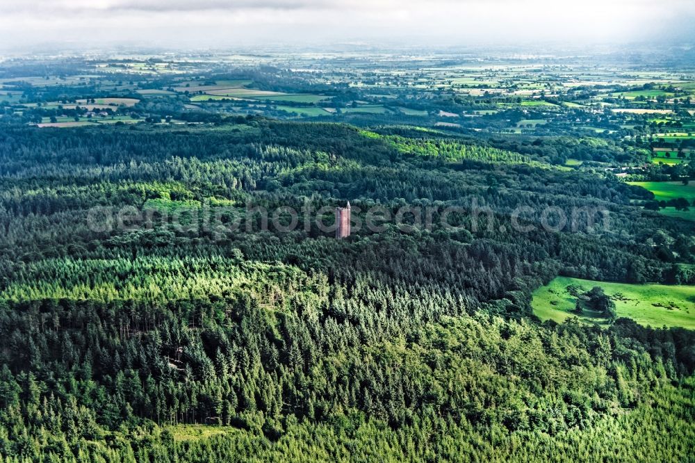 South Brewham from above - Structure of the observation tower King Alfred's Tower on Tower Rd in South Brewham in United Kingdom