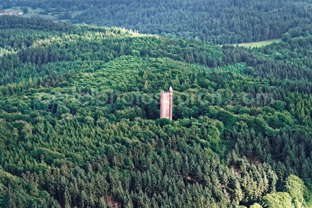 South Brewham from the bird's eye view: Structure of the observation tower King Alfred's Tower on Tower Rd in South Brewham in United Kingdom