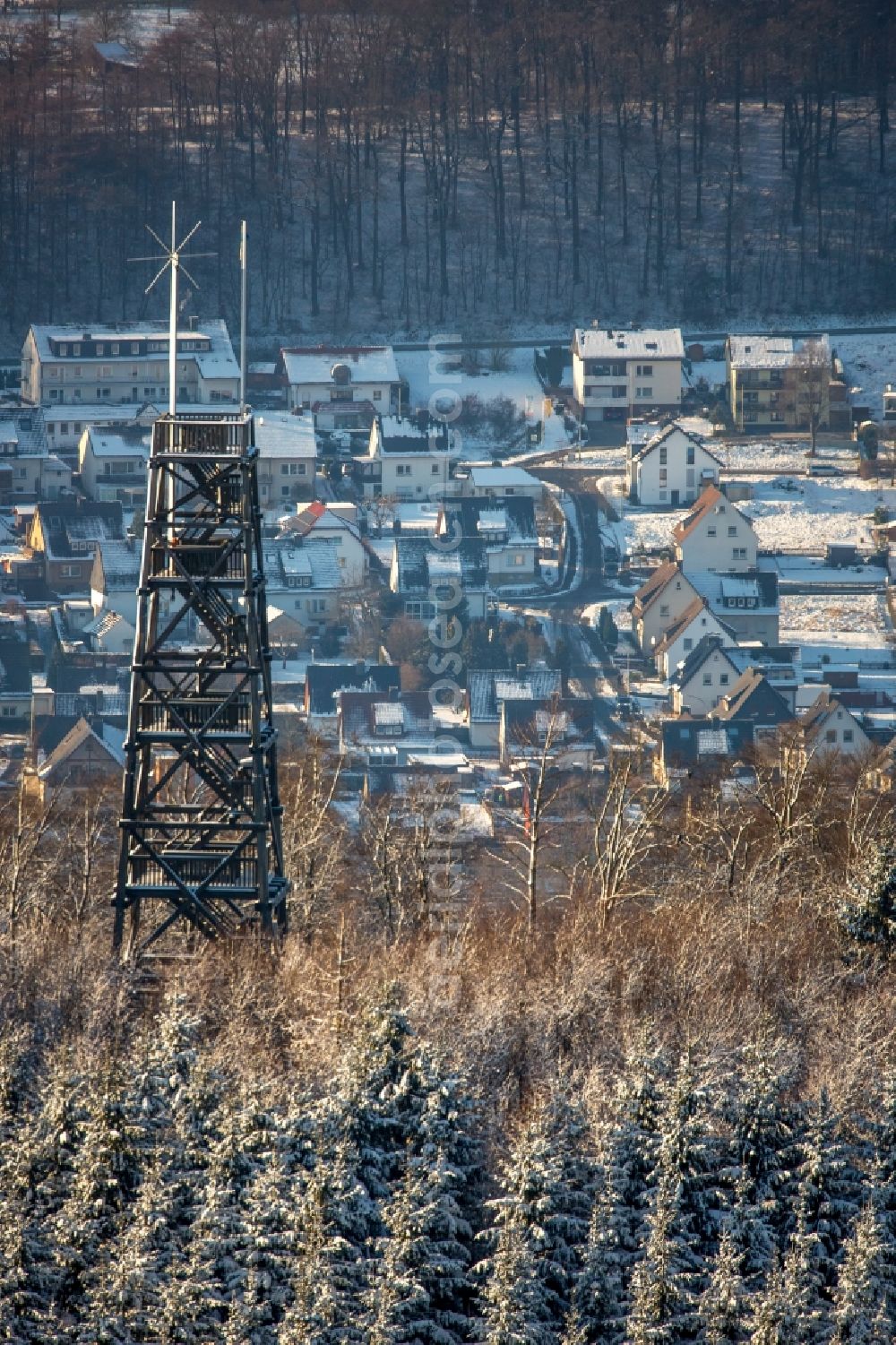 Aerial image Meschede - Structure of the observation tower Kueppelturm in Meschede in the state North Rhine-Westphalia