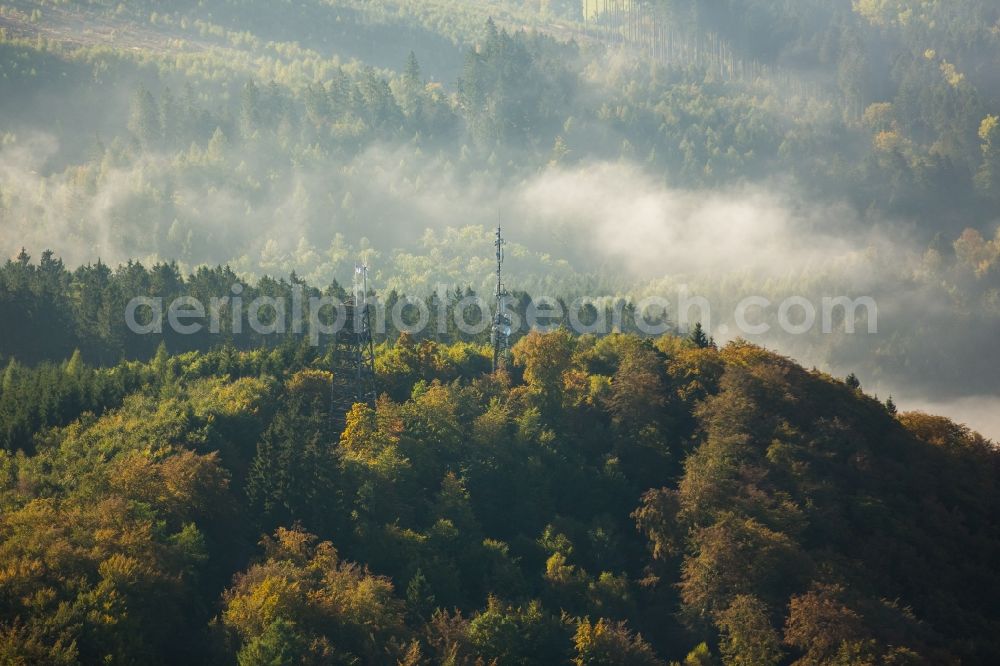 Aerial image Meschede - Structure of the observation tower Kueppelturm in Meschede in the state North Rhine-Westphalia