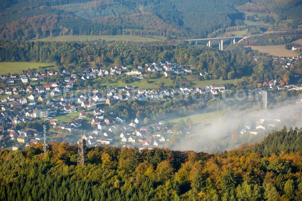 Meschede from above - Structure of the observation tower Kueppelturm in Meschede in the state North Rhine-Westphalia