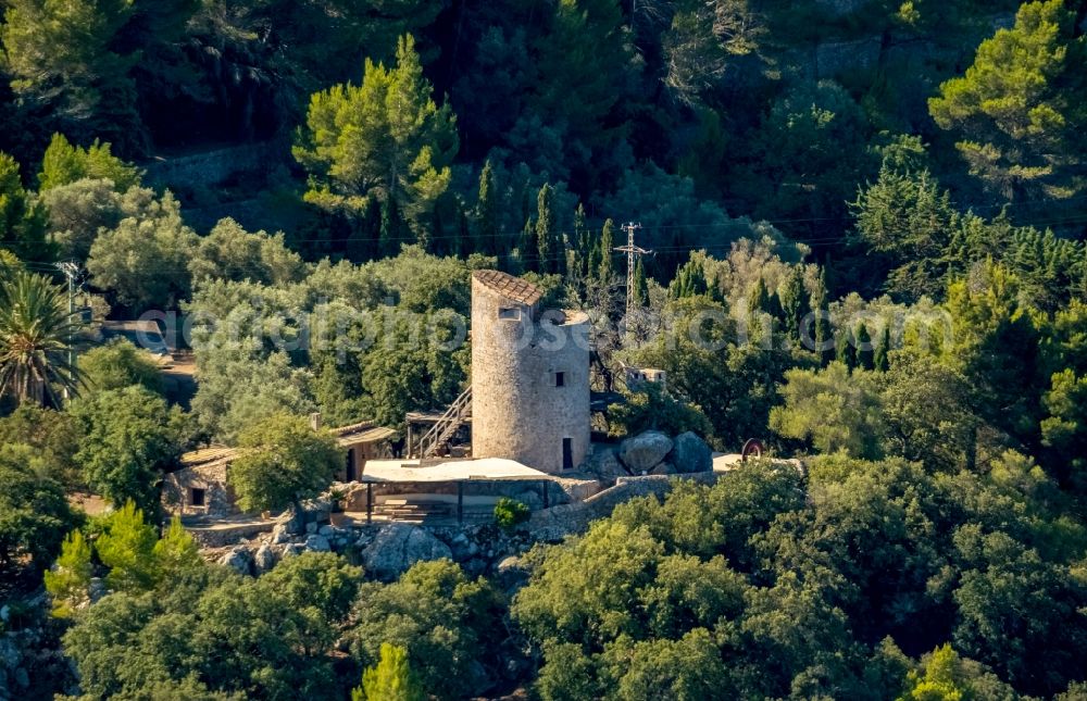 Aerial photograph Miramar - Structure of an observation tower in Miramar in Balearic island of Mallorca, Spain