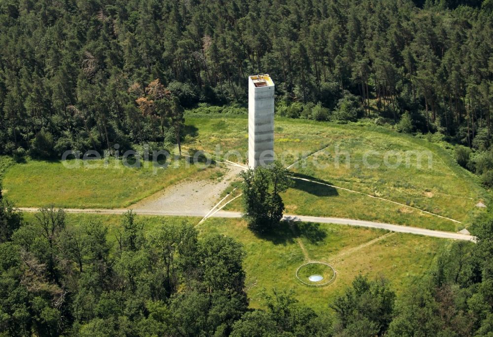 Nebra (Unstrut) from the bird's eye view: Structure of the observation tower and Himmelsauge on Mittelberg in Nebra (Unstrut) in the state Saxony-Anhalt, Germany