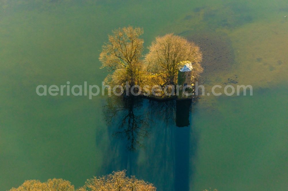 Herdecke from above - Structure of the observation tower Mouse Tower on lake Hengsteysee in Herdecke in the state North Rhine-Westphalia, Germany