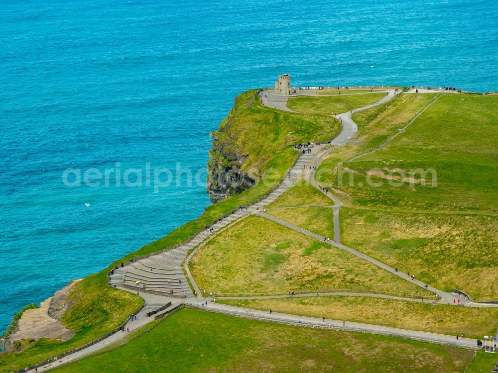 Aerial image Clare - Structure of the observation tower O'Brien's Tower Burren Way in Clare, Ireland