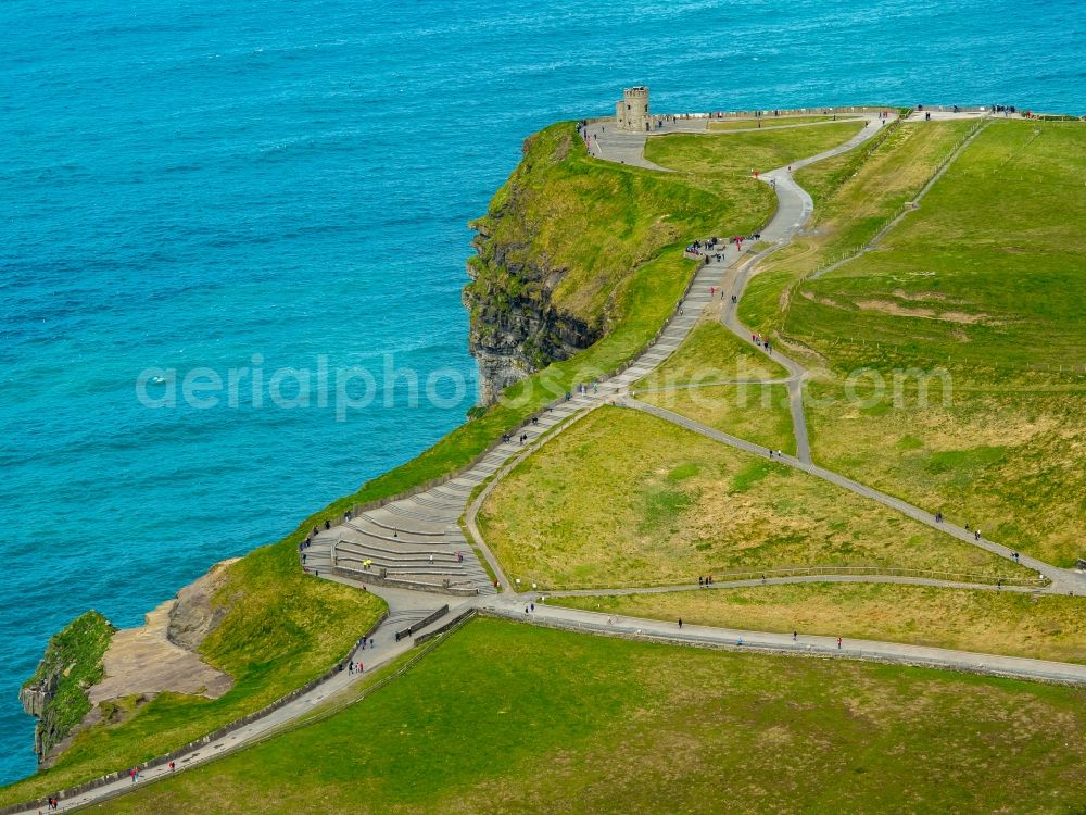 Aerial photograph Clare - Structure of the observation tower O'Brien's Tower Burren Way in Clare, Ireland