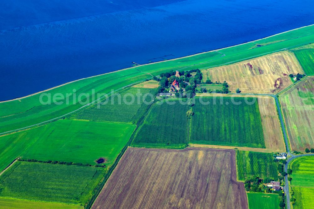 Aerial photograph Geestland - Structure of the observation tower Ochsenturm at the cemetery in Imsum in Geestland in the state Lower Saxony, Germany