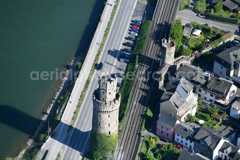 Oberwesel from the bird's eye view: Structure of the observation tower Ochsenturm in Oberwesel in the state Rhineland-Palatinate, Germany