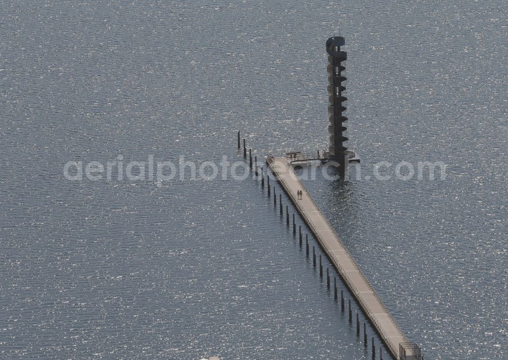 Aerial image Bitterfeld - Structure of the observation tower Pegelturm in Bitterfeld in the state Saxony-Anhalt, Germany