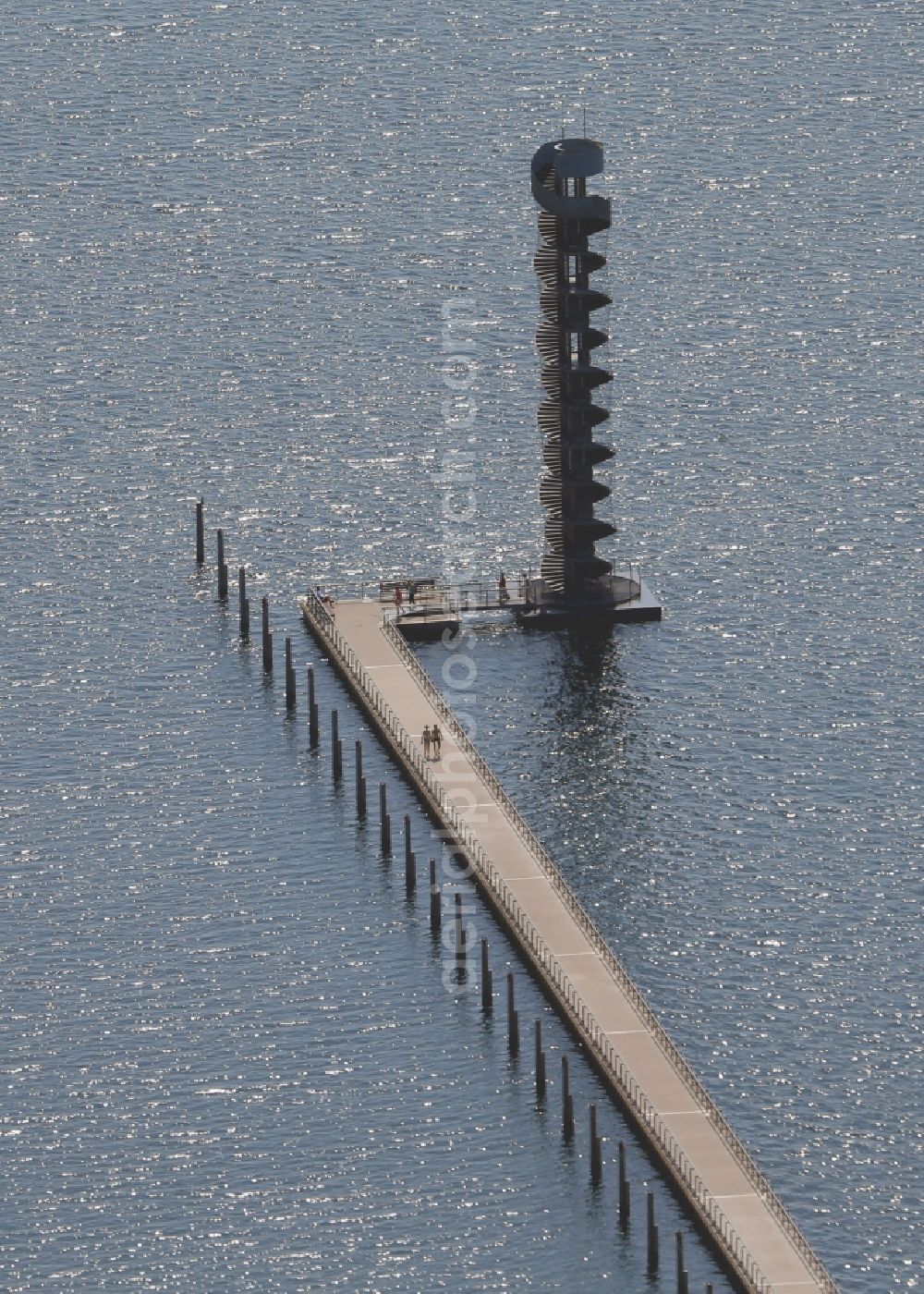 Aerial photograph Bitterfeld - Structure of the observation tower Pegelturm in Bitterfeld in the state Saxony-Anhalt, Germany