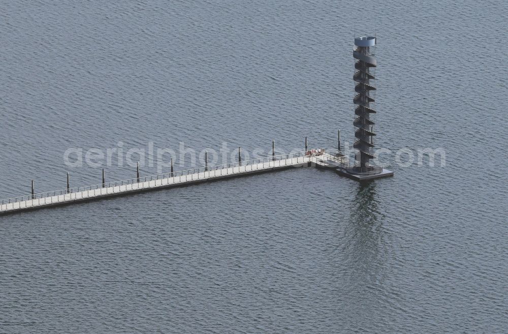 Aerial image Bitterfeld - Structure of the observation tower Pegelturm in Bitterfeld in the state Saxony-Anhalt, Germany