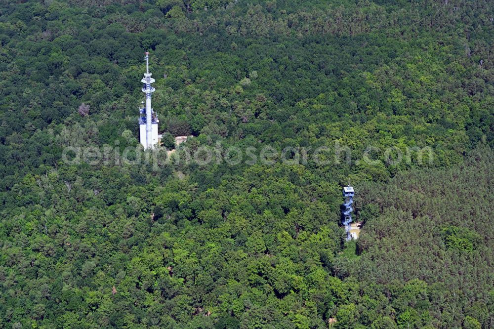 Aerial photograph Rauen - Structure of the observation tower Rauener Berge in Rauen in the state Brandenburg, Germany