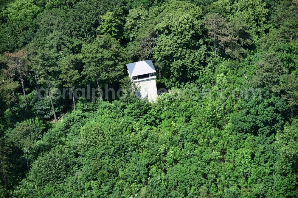 Huy from the bird's eye view: Structure of the observation tower Sargstedter Warte in Huy in the state Saxony-Anhalt