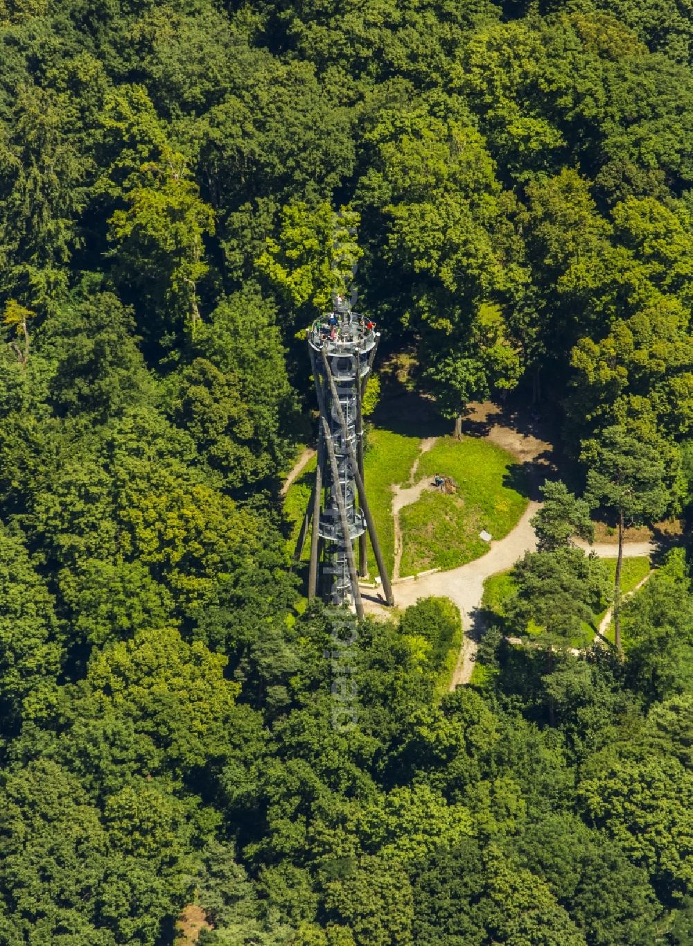 Freiburg im Breisgau from above - Structure of the observation tower Schlossbergturm in Freiburg im Breisgau in the state Baden-Wuerttemberg