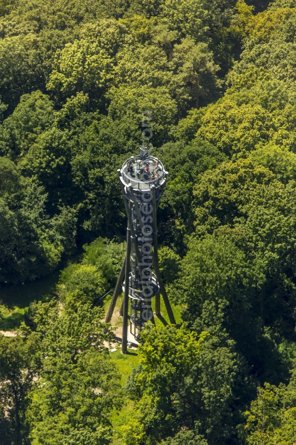 Freiburg im Breisgau from the bird's eye view: Structure of the observation tower Schlossbergturm in Freiburg im Breisgau in the state Baden-Wuerttemberg