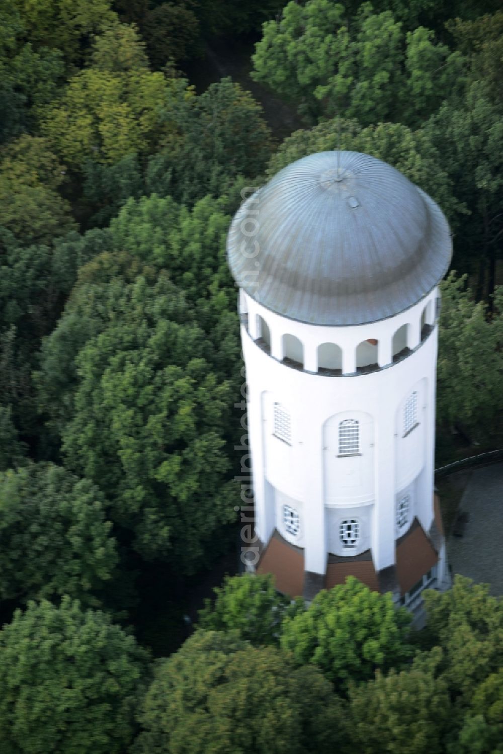 Aerial image Burgstädt - Structure of the observation tower Taurasteinturm in Burgstaedt in the state of Saxony. THe landmarks of the town is used as an events location and is located in the East of the town in a forest