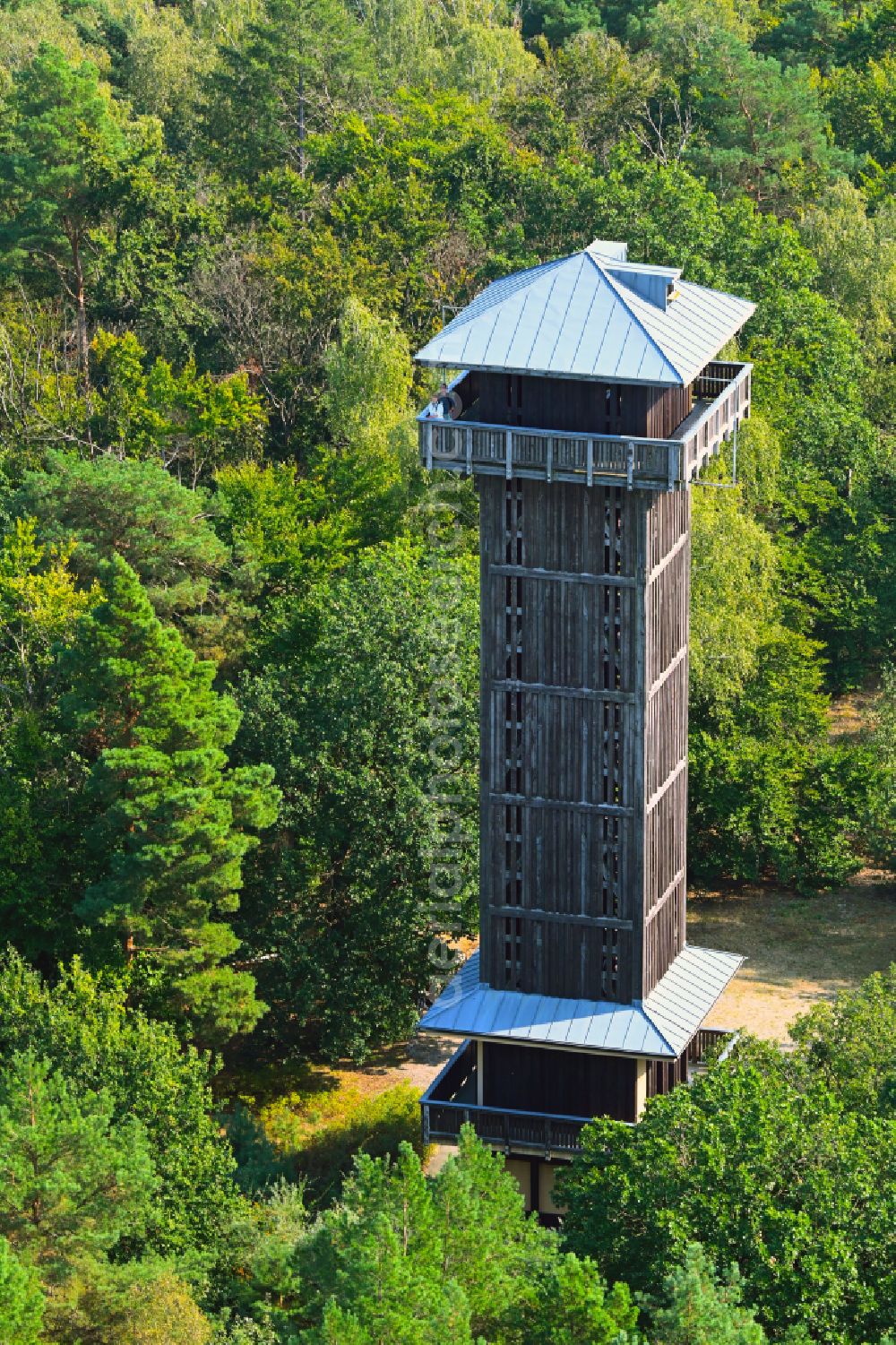 Aerial photograph Groß Wasserburg - Structure of the observation tower on Wehlaberg in Gross Wasserburg in the state Brandenburg, Germany