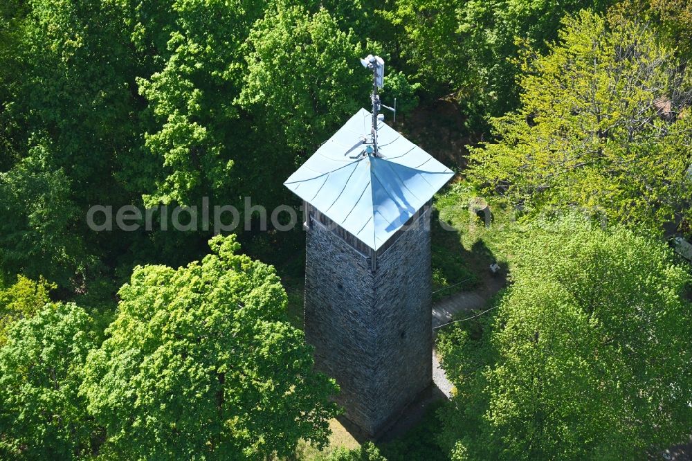 Aerial image Stammbach - Structure of the observation tower Weissensteinturm in Stammbach in the state Bavaria, Germany