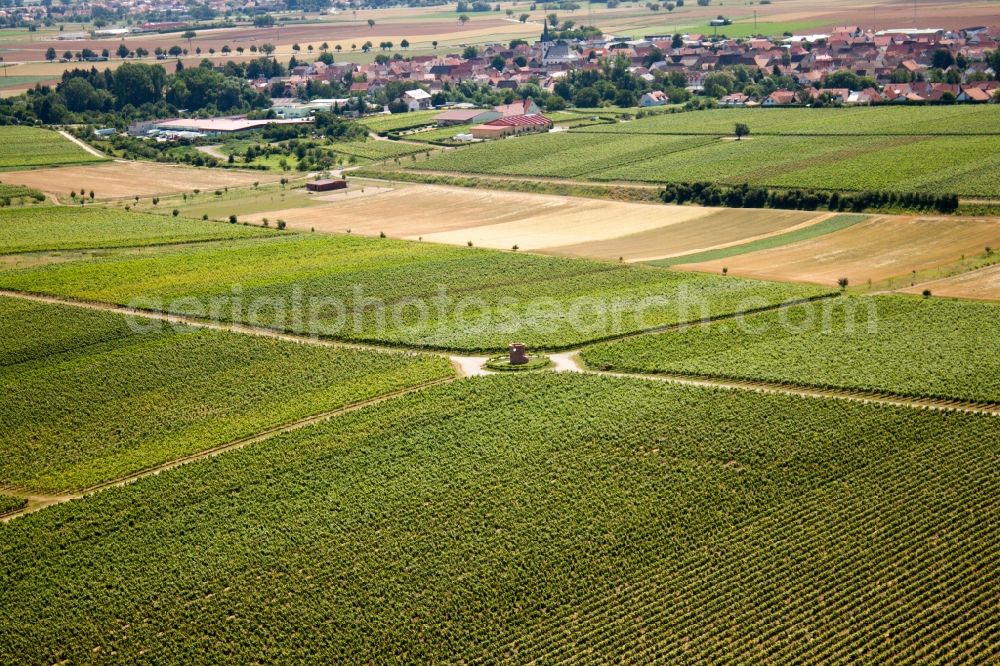 Hochstadt (Pfalz) from above - Structure of the observation tower Winzerturm in Hochstadt (Pfalz) in the state Rhineland-Palatinate