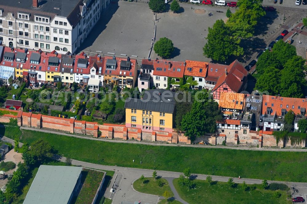 Aerial image Rostock - Building the historic city walls in the district Stadtmitte in Rostock in the state Mecklenburg - Western Pomerania, Germany