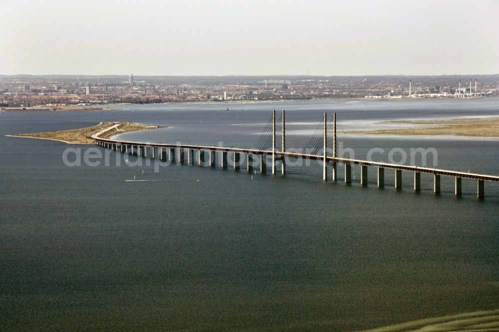 Malmö from above - Construction of the Öresund Bridge between Malmö and Saltholm in the province of Skåne in Sweden