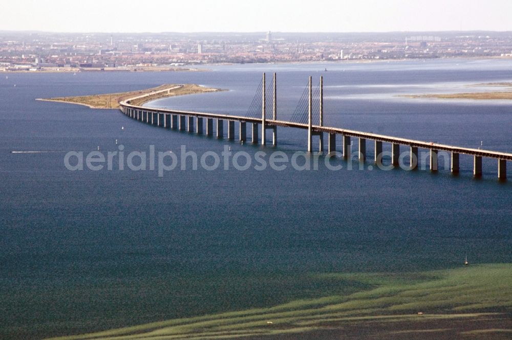 Malmö from the bird's eye view: Construction of the Öresund Bridge between Malmö and Saltholm in the province of Skåne in Sweden