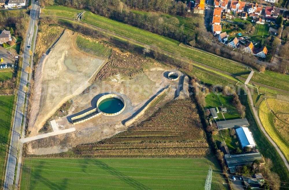 Herne from the bird's eye view: Structure of the waterworks with high storage facility in Herne in the state North Rhine-Westphalia, Germany