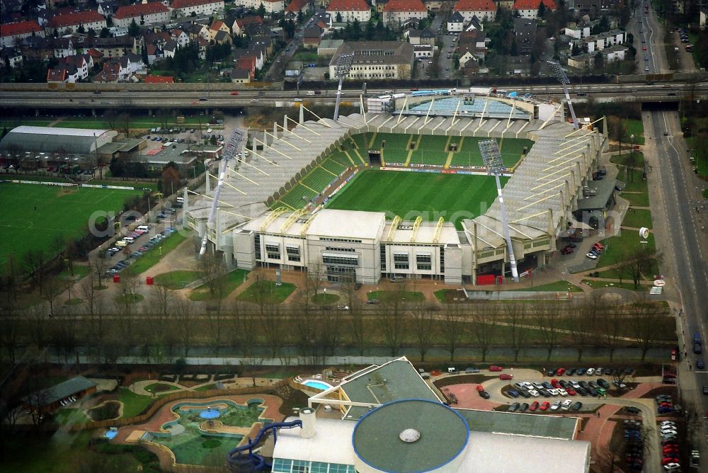 Aerial photograph Leverkusen - BayArena stadium of Bayer 04 Leverkusen in North Rhine-Westphalia